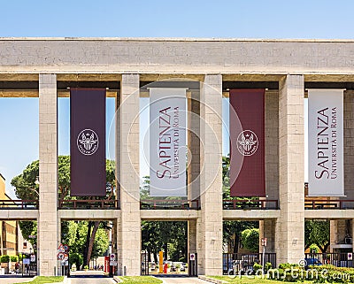 Main entrance of the Sapienza University of Rome Editorial Stock Photo